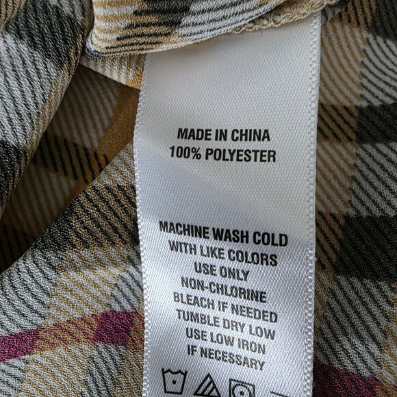 Cece Womens Plaid Button-Down Blouse With Black Bow Tie Collar, Small - Picture 5 of 8